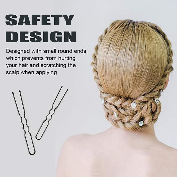 Bronson Professional U Shaped Hair Pins 60mm with Storage Box Thick Black Ball Tip Metal 350's - Hair Clips/Bands