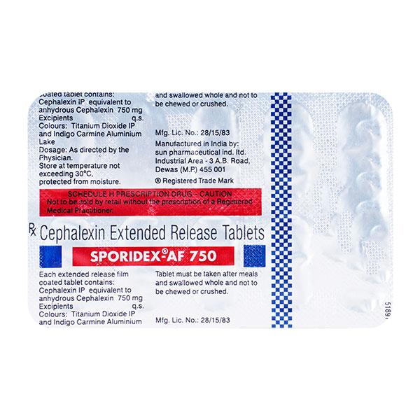Sporidex AF 750mg Tablet 10'S - Bacterial Infections-Cep