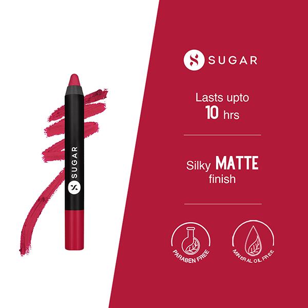 SUGAR Cosmetics Matte As Hell Crayon Lipstick - 22 Donna Pinciotti (Magenta Pink) 2.8 gm - Lip Crayons