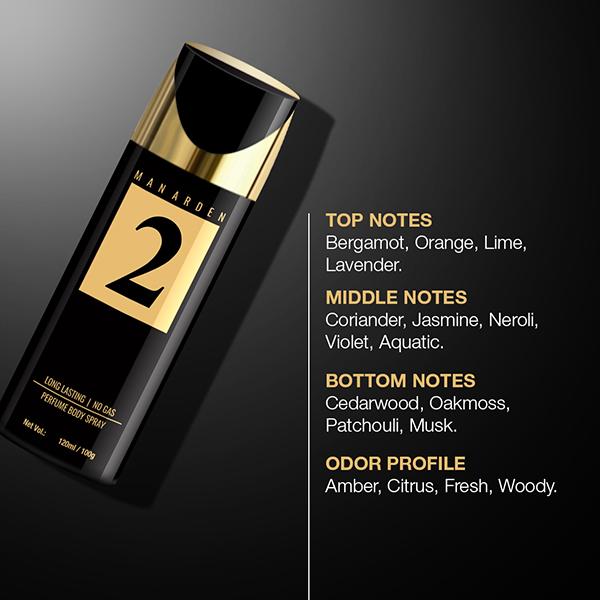 Man Arden 2 Deodorant, No Gas Deo for Men, Long Lasting Ultra Luxury Perfume Body Spray 120 ml - Men Deodorants/Roll-Ons