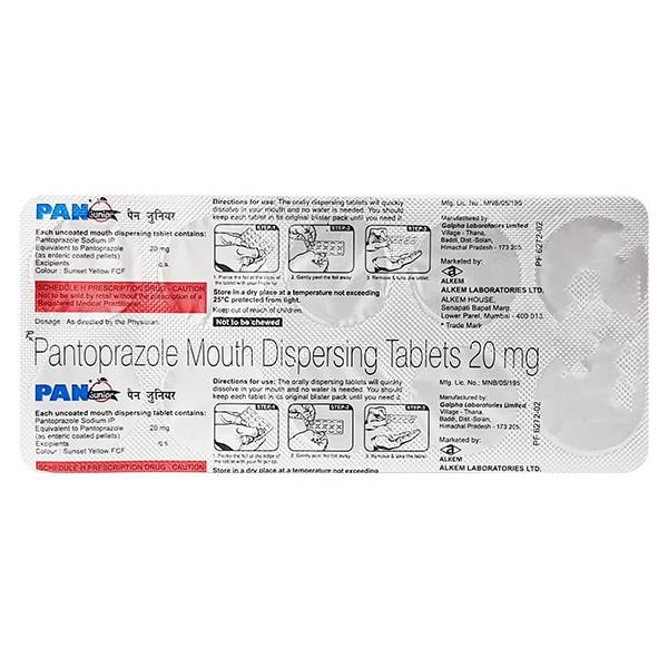 Pan Junior Mouth Dispersing 20mg Tablet 10'S - Ulcer/Reflux/Flatulence-Aaa