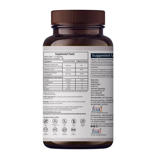 Miduty Magnesium Relax Capsule 60's - Calcium And Minerals