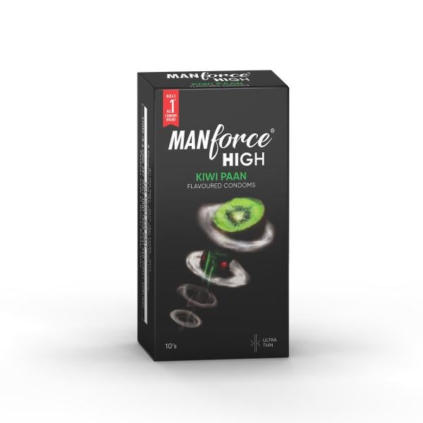 Netmeds | Manforce High Ultra Thin Condoms - Kiwi Paan Flavoured 10's