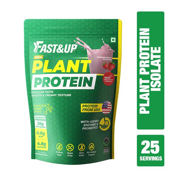 Fast&Up Plant Protein Powder - Strawberry Blast Flavour 900gm - Protein Drink