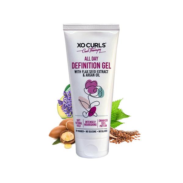 Netmeds | Xo Curls Soft Hold, All Day Definition Gel With Flax Seed & Argan Oil For Defined, Well Shaped Frizz Free Hair 100 ml
