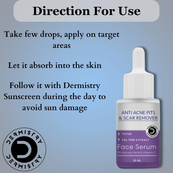 Dermistry  2% Salicylic Acid Anti Acne Pits & Scar Remover Face Serum 30ml - Face Washes