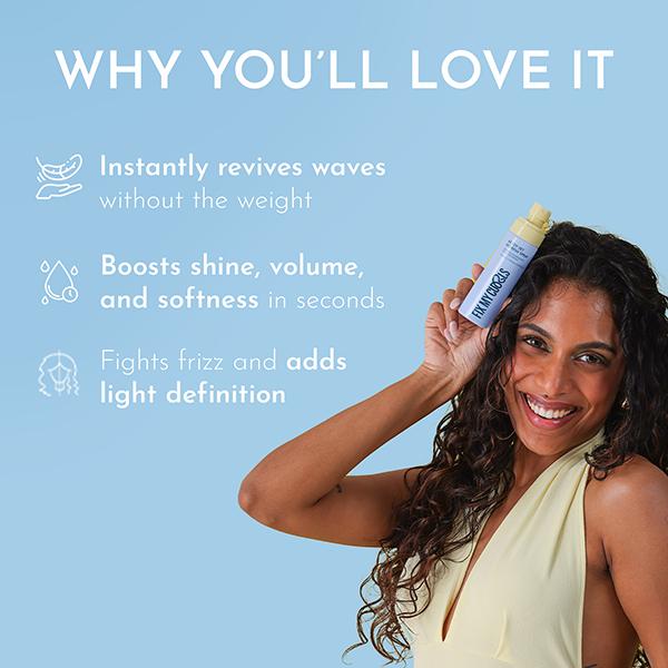 Fix My Curls Ready Set Refresh Spray for Wavy, Curly, Low-Density, Fine Hair Silicone Free and Alcohol Free 100 ml - Hair Sets & Kits
