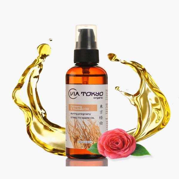 Netmeds | VIA TOKYO ORGANIC Ginseng & Tsubaki Oil Stretch Marks Oil, No Sulphates, No Paraben 100 ml