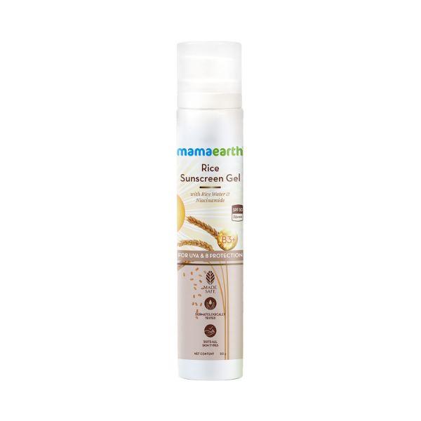Mamaearth Rice Sunscreen Gel with Rice Water & Niacinamide SPF 50 PA+++ B3+ for UVA & B Protection 50gm - Face Sunscreen