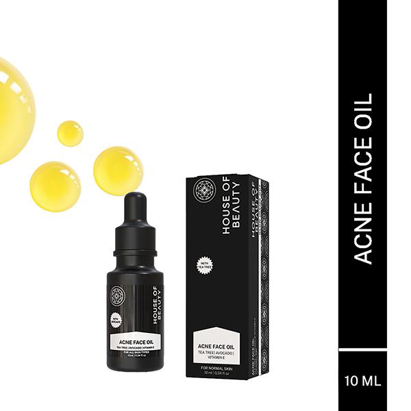Netmeds | House of Beauty Acne Oil with Tea Tree, Avocado & Vit-E For Drying Pimpled & Oily Skin 10ml