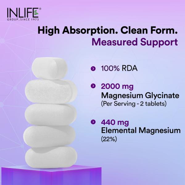 INLIFE Magnesium Glycinate Forte 2000 mg Tablet 120's - Calcium And Minerals