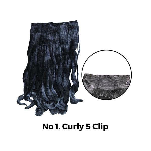 Netmeds | Bronson Professional Hair Extensions Out Curl 5 Clip-In 24 inch Jet Black No 1 1's