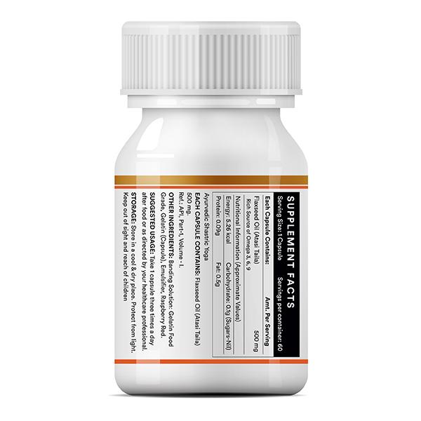 INLIFE Flaxseed Oil 500 mg Capsules 60's - Omega Fish Oil Fatty Acids