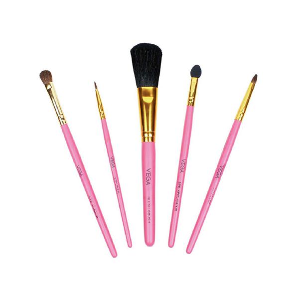 Netmeds | Vega Set of 5 Makeup Brushes, Women Red Gold-Toned, Color May Vary, (RV-05) 1's
