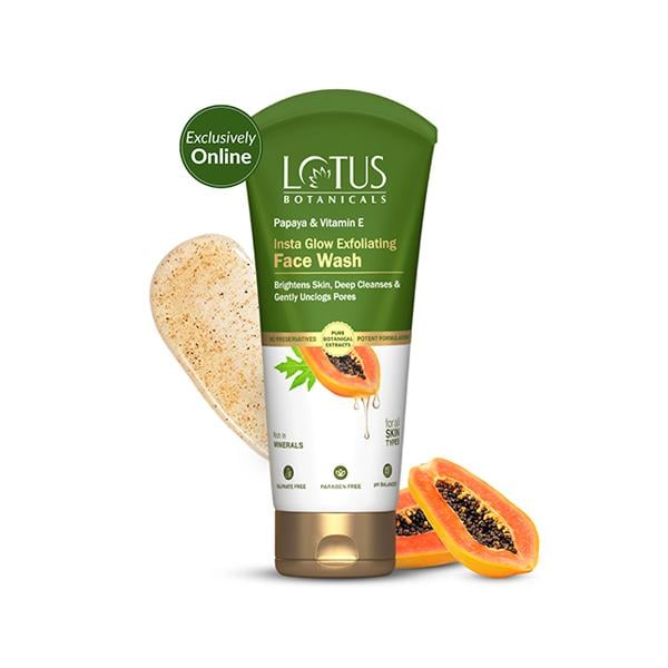 Netmeds | Lotus Botanicals Papaya & Vitamin E Insta Glow Exfoliating Facewash Face Wash 100 ml