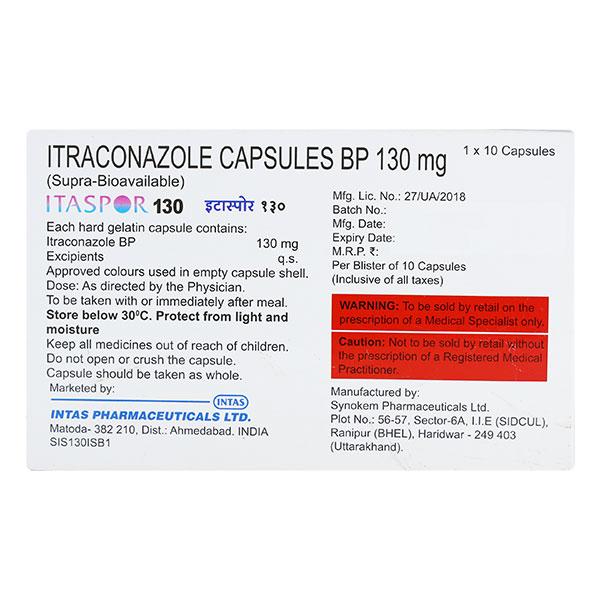 ITASPOR 130 Capsule 10's - Fungal Infections-Anf