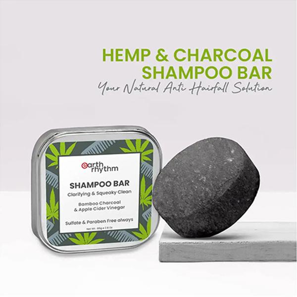 Earth Rhythm Hemp & Charcoal Shampoo Bar Cardboard Box 80 gm - Shampoos
