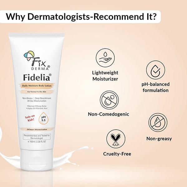 Fixderma Fidelia Daily Moisture Body Lotion, Moisturizer For Face & Body 100 ml - Face Moisturizers