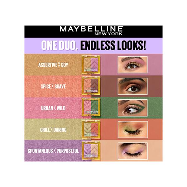 Maybelline New York Color Rivals Shadow Longwear Duo Eyeshadow Palette Spontenous x Purposeful 3 gm - Eyeliners