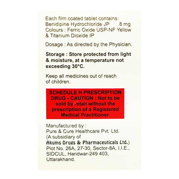 BENIPRES 8mg Tablet 30's - Hypertension-Cal
