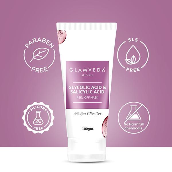 Glamveda Glycolic Acid & Salicylic Acid Peel Off MaskFor Anti Acne & Pore Care 100 ml - Masks & Peels
