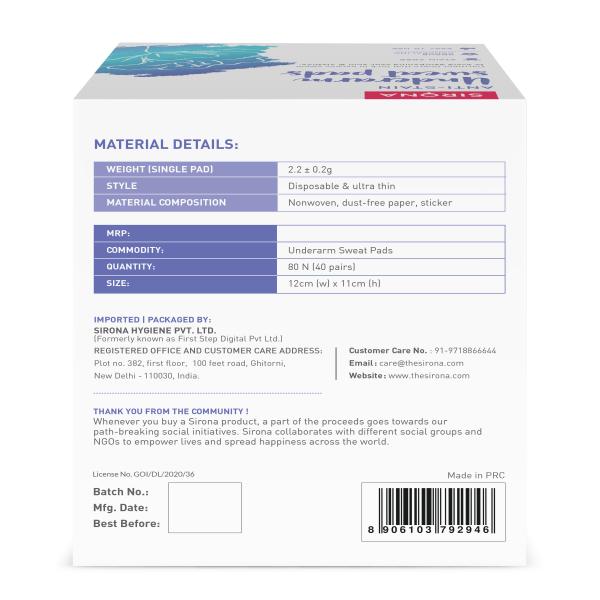 Sirona Underarm Sweat Pad 80's - Intimate Care