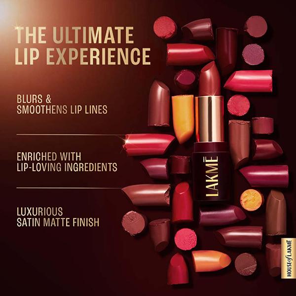 Lakme Ultimat Glam Satin Matte Lipstick -Winevelvt-UW2 4.3 g - Lipsticks