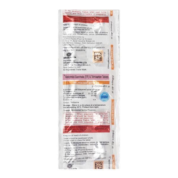 Telmikind Beta 25mg Tablet 10'S - Hypertension-Ang