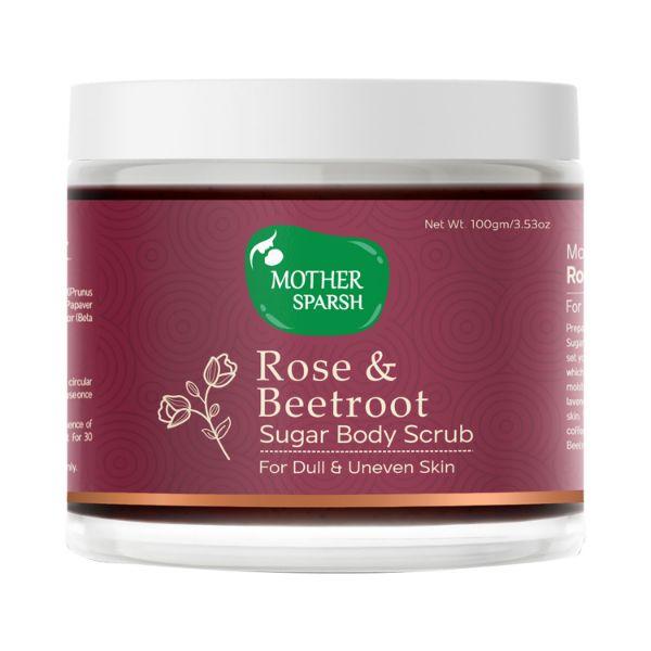 Mother Sparsh Rose & Beetroot Exfoliating Sugar Body Scrub For Dull & Uneven Skin Tone 100 gm