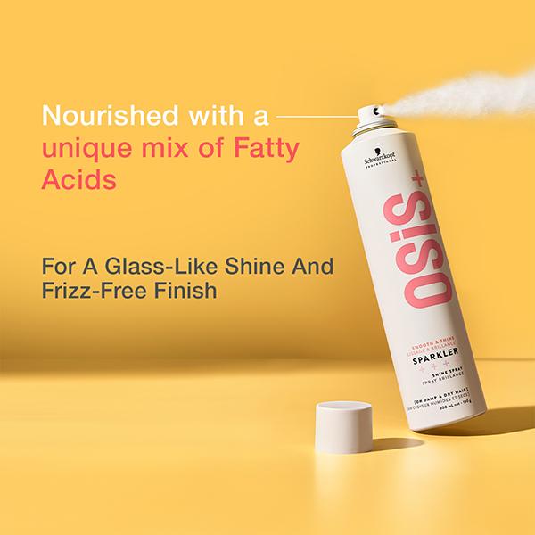 Schwarzkopf Professional OSiS+ Sparkler Hair Styling Shine Spray, Frizz Free Shine, Vegan, Silicone-free, Heat protection Hair Spray 300 ml - Hair Sprays & Mists