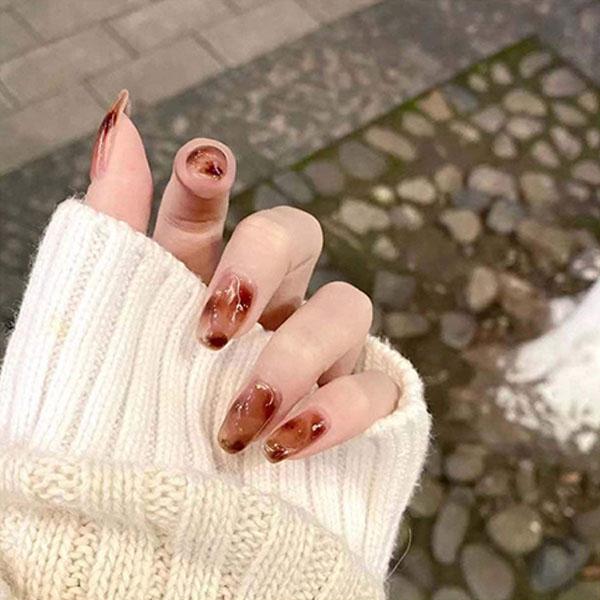 Gush Beauty Nailed It Reusable Luxury Press On Nails With Application Kit Brown Cat Eye - Small to Medium Squoval 1's - Nail Art