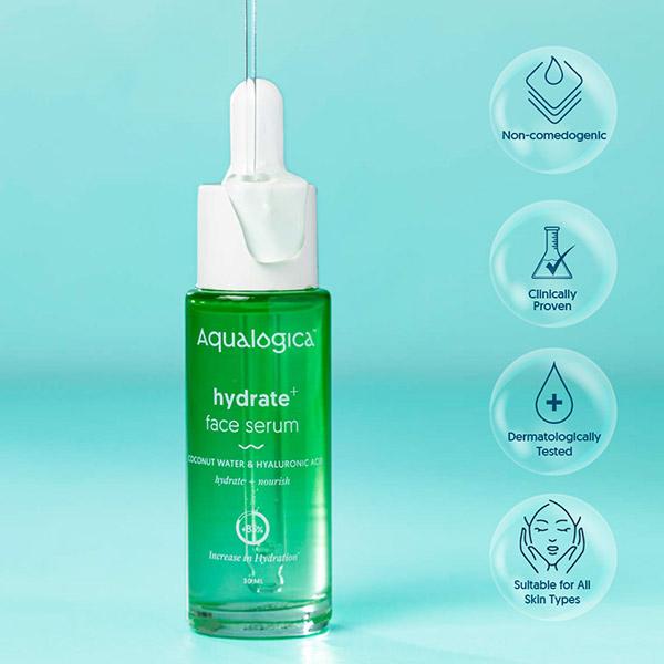 Aqualogica Hydrate Plus Concentrate Face Serum Coconut Water and Hyaluronic Acid Hydrate + Nourish + 83% 30ml - Face Serum