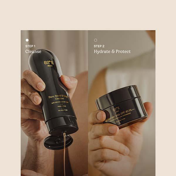 82E Face, Beard and Body Cleanser with Arjuna and Betaine (Woody Oud) 200 ml - Shower Gels & Body Wash