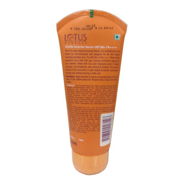 Lotus Herbals Safe Sun Spf 60+ Pa++++UltraRx Sunscreen Serum 75 ml - Face Serum