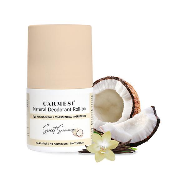 Carmesi Natural Deodorant Roll-On for Women, Controls Sweat & Odour All Day, Sweet Summer 50 ml - Women Deodorants/Roll-Ons