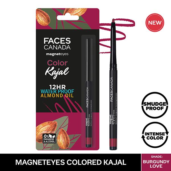 Netmeds | Faces Canada Magneteyes Color Kajal 12hr Water Proof Almond Oil Burgundy Love 04 0.30gm