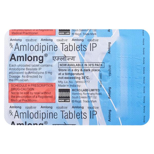 Amlong 5mg Tablet 15'S - Hypertension-Cal