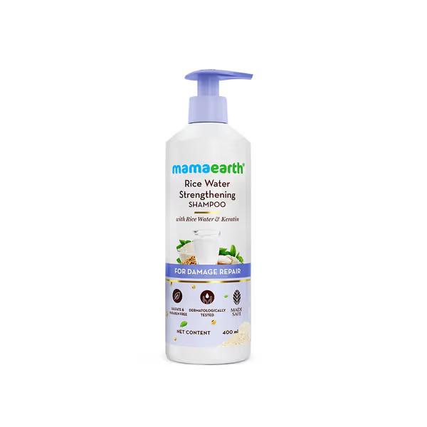 Mamaearth Rice Water Shampoo with Rice Water & Keratin for Damage Repair - Reduces Split Ends 400 ml - Shampoos