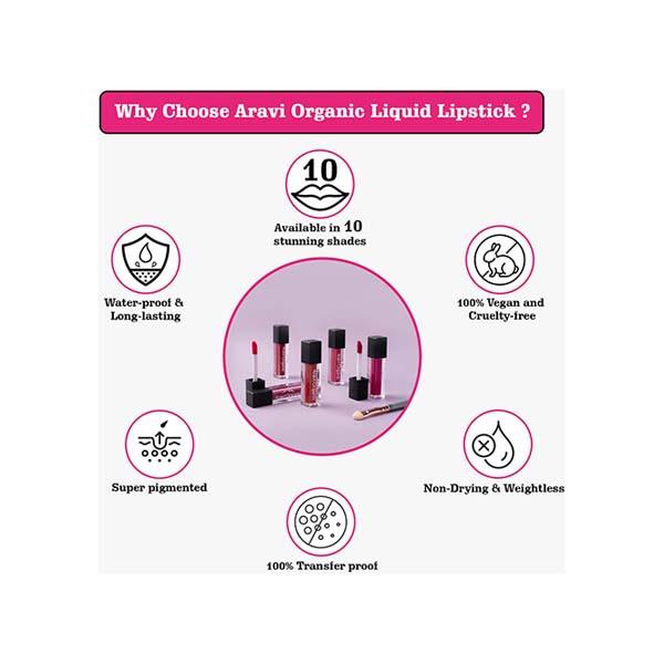 Aravi Organic Long Lasting Ultra Smooth Matte Liquid Lipstick - Red Out 1.5 ml - Liquid Lipsticks