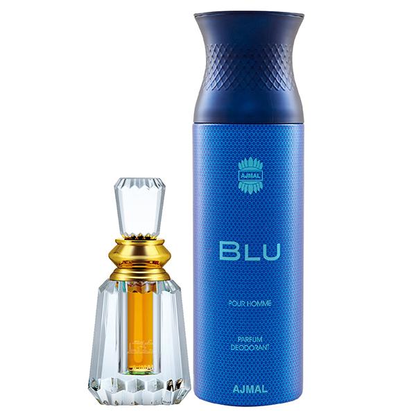 Ajmal Oudh Mukhallat Concentrated Perfume Oil Oriental Oudhy And Blu Homme Deodorant Aquatic Woody Fragrance 206 ml - Perfumes (Edt/Edp)