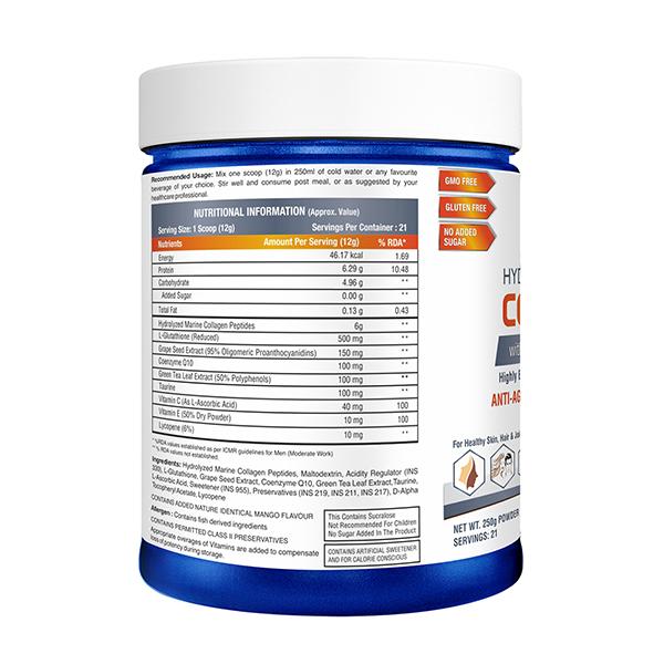 Onelife Hydrolyzed Marine Collagen Powder 250 gm - Hair & Skin