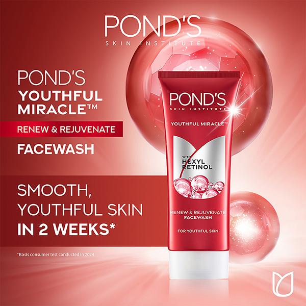 Pond's Youthful Miracle Hexyl Retinol, Renew and Rejuvenate Facewash 100 gm - Face Wash & Cleansers
