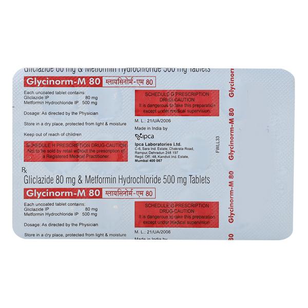 GLYCINORM M 80 Tablet 15's - Diabetes-Ant