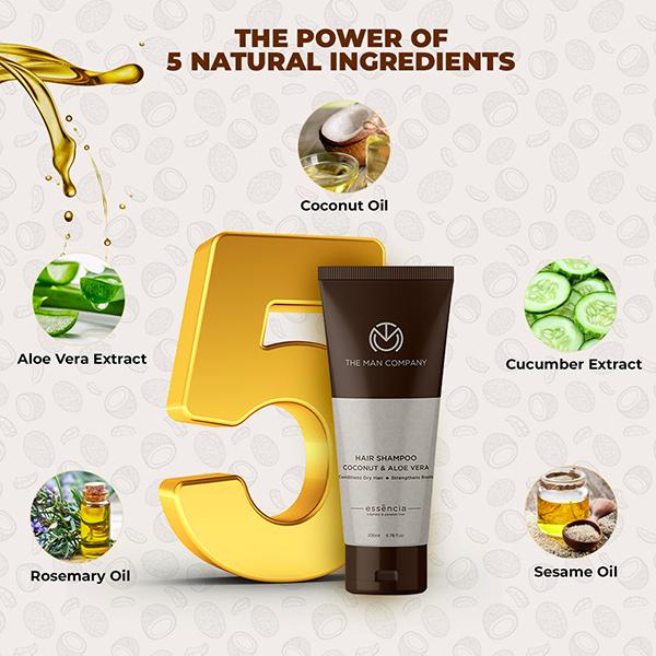 The Man Company Coconut and Aloe Vera Hair Shampoo 200 ml - Shampoos