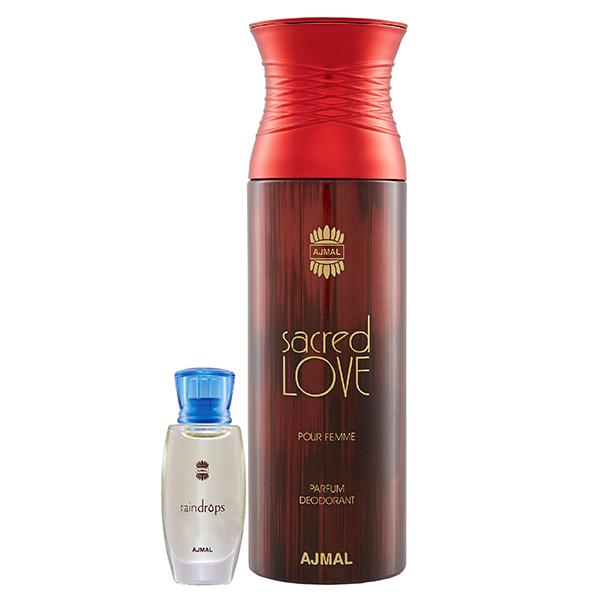 Ajmal Raindrops Concentrated Perfume Oil Floral Chypre And Sacred Love Deodorant Floral Musky Fragrance 210 ml - Women Perfumes (Edt/Edp)