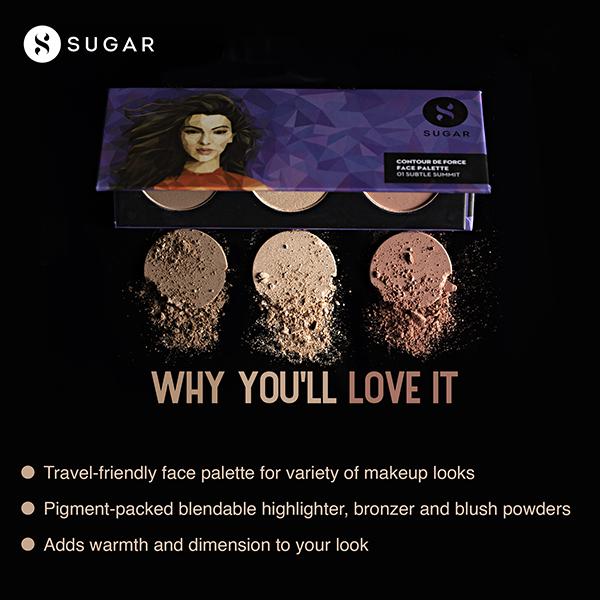 SUGAR Cosmetics Contour De Force Face Palette 01 Subtle Summit 12 gm - Face Palettes