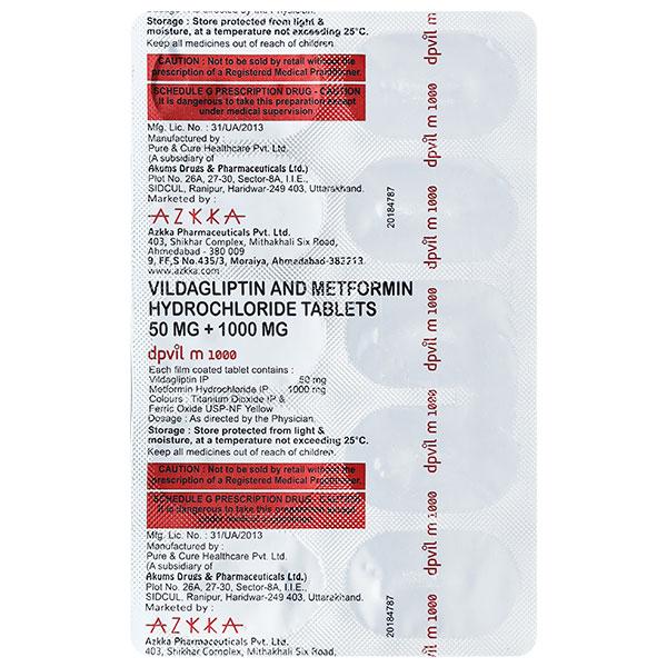 DPVIL M 1000mg Tablet 10's - Diabetes-Ant