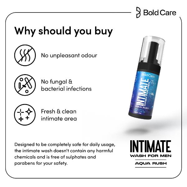Bold Care Aqua Rush Intimate Wash for Men Aloe Vera & Green Tree Extract 120 ml - Intimate Care