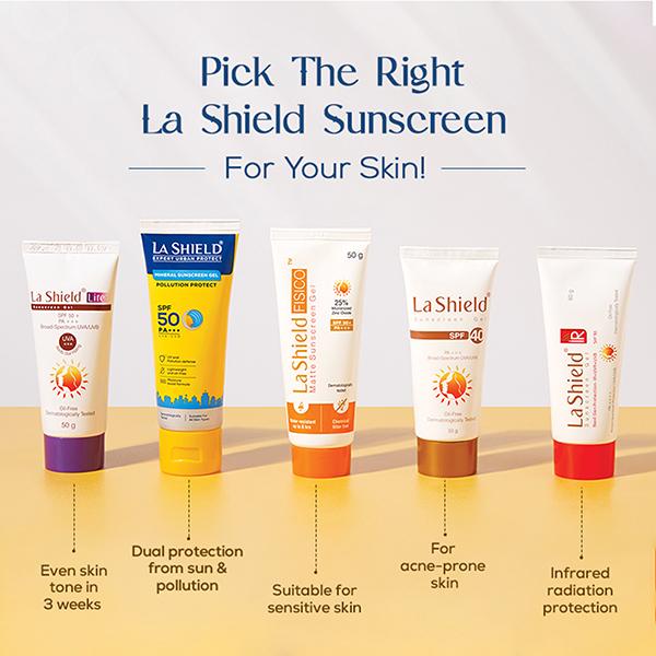 La Shield FISICO SPF 50+ & PA+++  Matte Sunscreen Gel 50 gm - Face Sunscreen