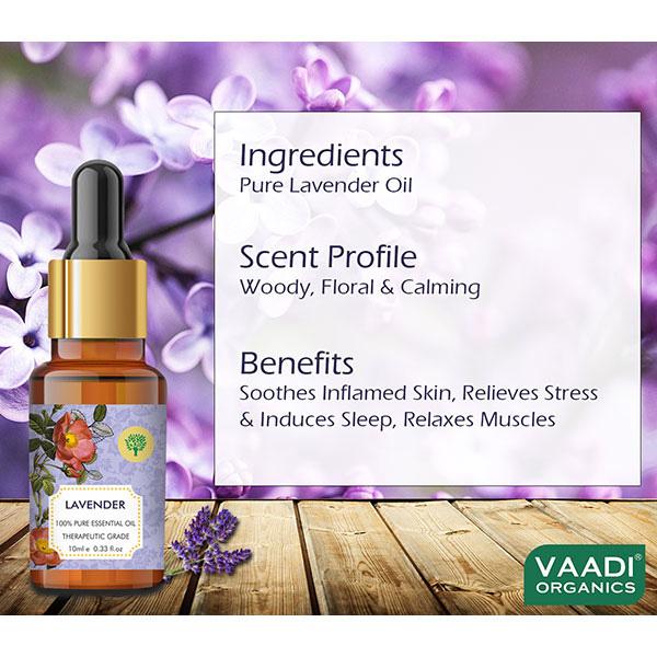 Lavender Essential Oil - Prevents Hairfall, Relieves Stress, Soothes Skin - 100% Pure Therapeutic Grade 10 ml - Essential Oils